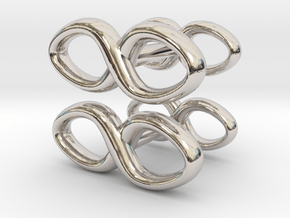Cufflinks Infinity Symbol 2x in Rhodium Plated Brass