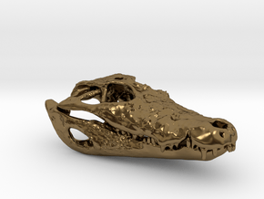 Alligator skull pendant: 50mm with loop in Polished Bronze