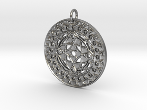 Cathedral Mandala Pendant in Natural Silver