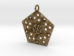 Pentagon Swirls Mandala Pendant in Natural Bronze