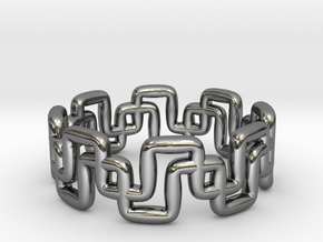 Ring Pipeline in Fine Detail Polished Silver