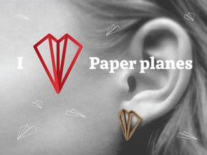 Paper Plane -earrings in Natural Brass