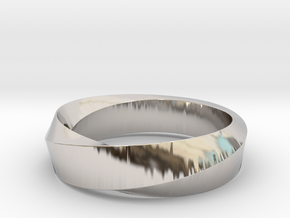 Mobius Wide Ring (Size 8) in Rhodium Plated Brass
