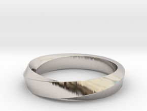 Mobius Ring Narrow Ring（Size 8) in Rhodium Plated Brass