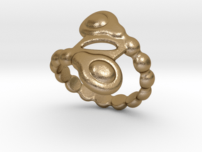 Spiral Bubbles Ring 14 -Italian Size 14 in Polished Gold Steel