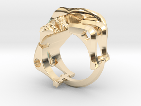 Silver Cowboy Skull Ring in 14k Gold Plated Brass