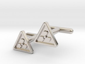 Radioactive Warning Cufflinks in Rhodium Plated Brass