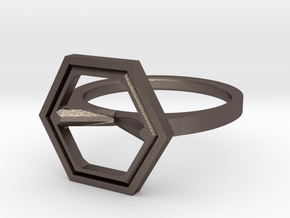 Minimal Hex Size 4½ in Polished Bronzed Silver Steel