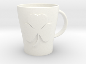 Customizable Shamrock Mug (large) in White Processed Versatile Plastic