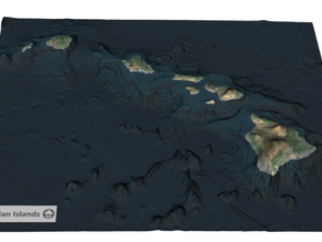 Hawaiian Islands Map in Full Color Sandstone