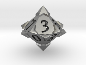 'Starry' D10 balanced die  in Natural Silver