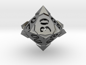 'Starry' 10D10 Die (Decader of Percentile D10) in Polished Silver