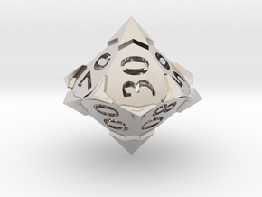 'Starry' 10D10 Die (Decader of Percentile D10) in Rhodium Plated Brass