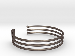 Tripple Bracelet Ø 63 Mm/2.48 inch R Medium in Polished Bronzed Silver Steel