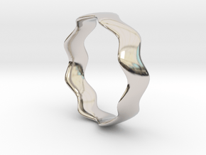 WIDE WAVE Ring in Rhodium Plated Brass