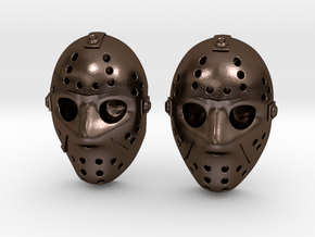 Jason Voorhees Mask lacelocks in Polished Bronze Steel