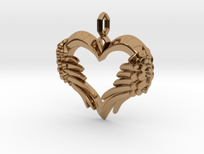 Winged Heart Pendant in Polished Brass