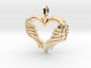 Winged Heart Pendant in 14k Gold Plated Brass