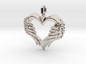 Winged Heart Pendant in Rhodium Plated Brass