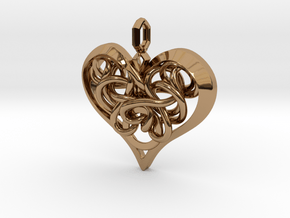 Tied Heart Pendant in Polished Brass