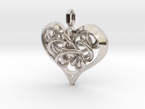 Tied Heart Pendant in Rhodium Plated Brass