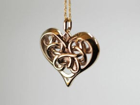 Tied Heart Pendant in Polished Bronze
