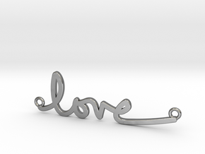 Love Handwriting Necklace in Fine Detail Polished Silver