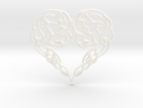 Heart Knot Amulet in White Processed Versatile Plastic
