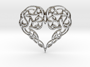 Heart Knot Amulet in Polished Silver