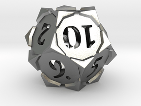 'Starry' D12 balanced die in Natural Silver