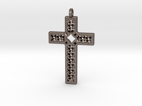 Criss Cross in Polished Bronzed Silver Steel