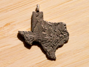 Texas Topography Pendant in Polished Bronzed Silver Steel