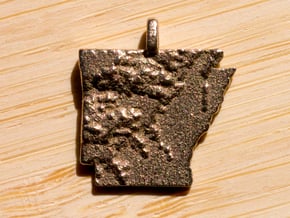 Arkansas Topography Pendant in Polished Bronzed Silver Steel