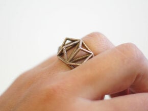 Cage Ring- size 7  in Polished Bronzed Silver Steel
