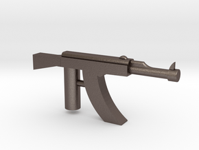 Ak-47 Minifigure Gun 1.3 in Polished Bronzed Silver Steel