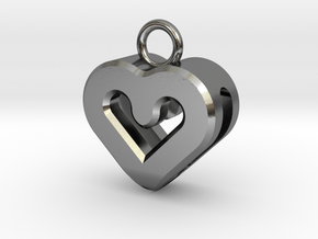 Resonant Heart Keychain in Polished Silver