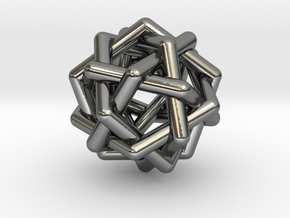 0452 Interwoven Set of Six Pentagons (d=3.3 cm) in Fine Detail Polished Silver