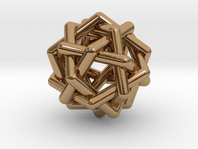 0452 Interwoven Set of Six Pentagons (d=3.3 cm) in Polished Brass