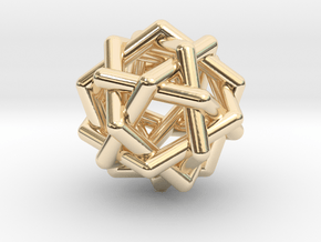 0452 Interwoven Set of Six Pentagons (d=3.3 cm) in 14k Gold Plated Brass