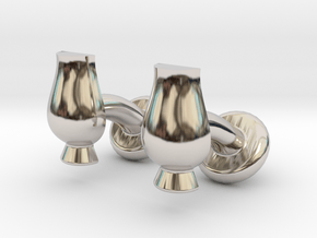 Cufflinks Glencairn Whiskyglass in Rhodium Plated Brass