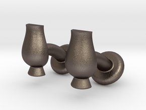 Cufflinks Glencairn Whiskyglass in Polished Bronzed Silver Steel