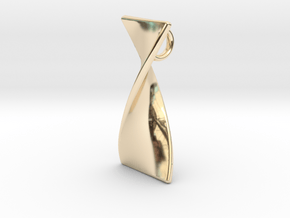 Twisty 180 polished pendant 3cm tall in 14K Yellow Gold