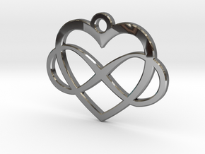 Infinity Heart in Fine Detail Polished Silver