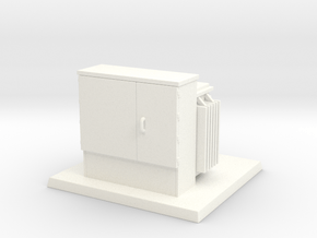 Padmount Transformer 01. HO Scale (1:87) in White Processed Versatile Plastic