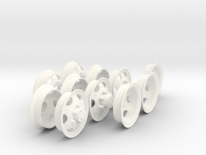 1-18 GMC 750x20 Rim Complete Set in White Processed Versatile Plastic