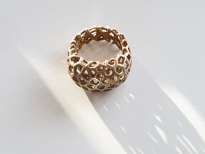 Wide designer  Aesthetic, Custom ring #Voronoi in Polished Bronzed Silver Steel: Medium