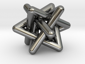 0456 Interwoven Set of Four Triangles (d=1.2 cm) in Fine Detail Polished Silver