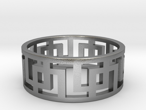 Geometric Ring - Rugged Steel Ring for Him in Natural Silver: 8 / 56.75