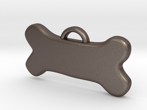 Bone Tag For Dog Customizable in Polished Bronzed Silver Steel