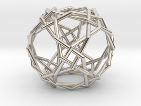 0457 Woven Truncated Cuboctahedron (U11) in Rhodium Plated Brass
